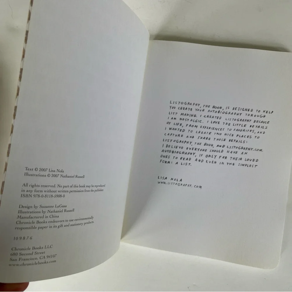 Listography Your Life in Lists Journal - Reflective Notebook